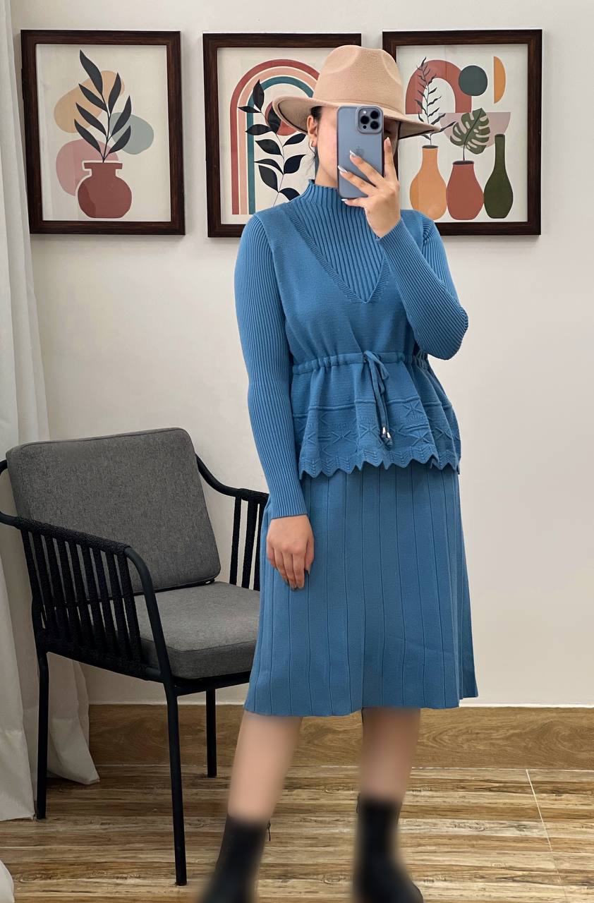 ست سارافن و جلیقه بافت کد 3138