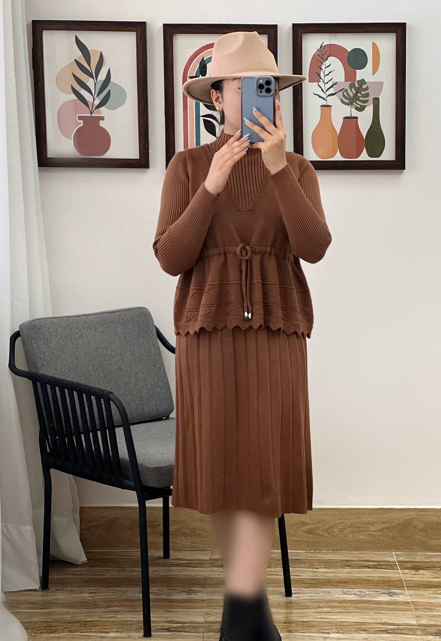 ست سارافن و جلیقه بافت کد 3138