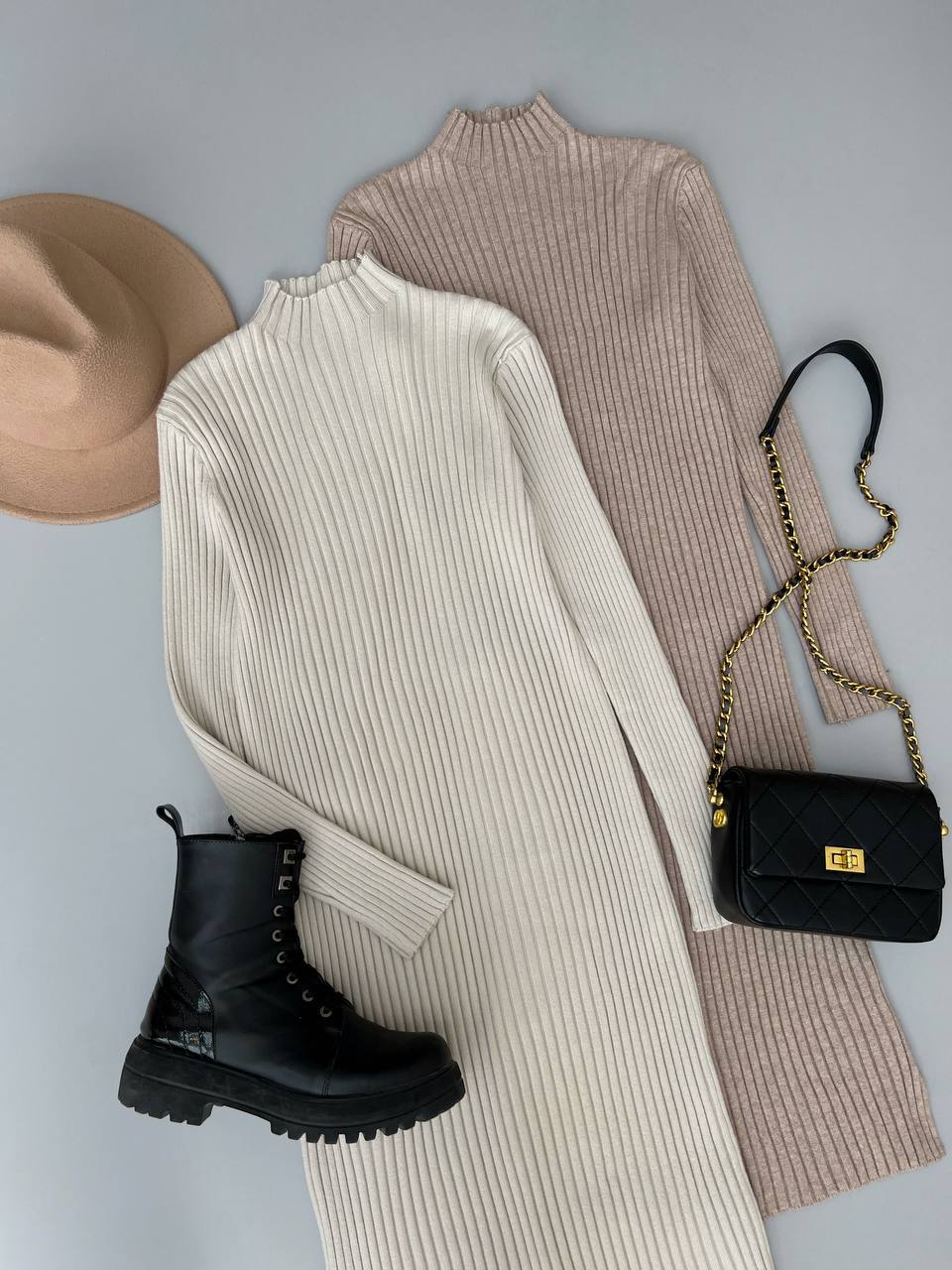 پیراهن بافت بلند یقه ایستاده کد 3140