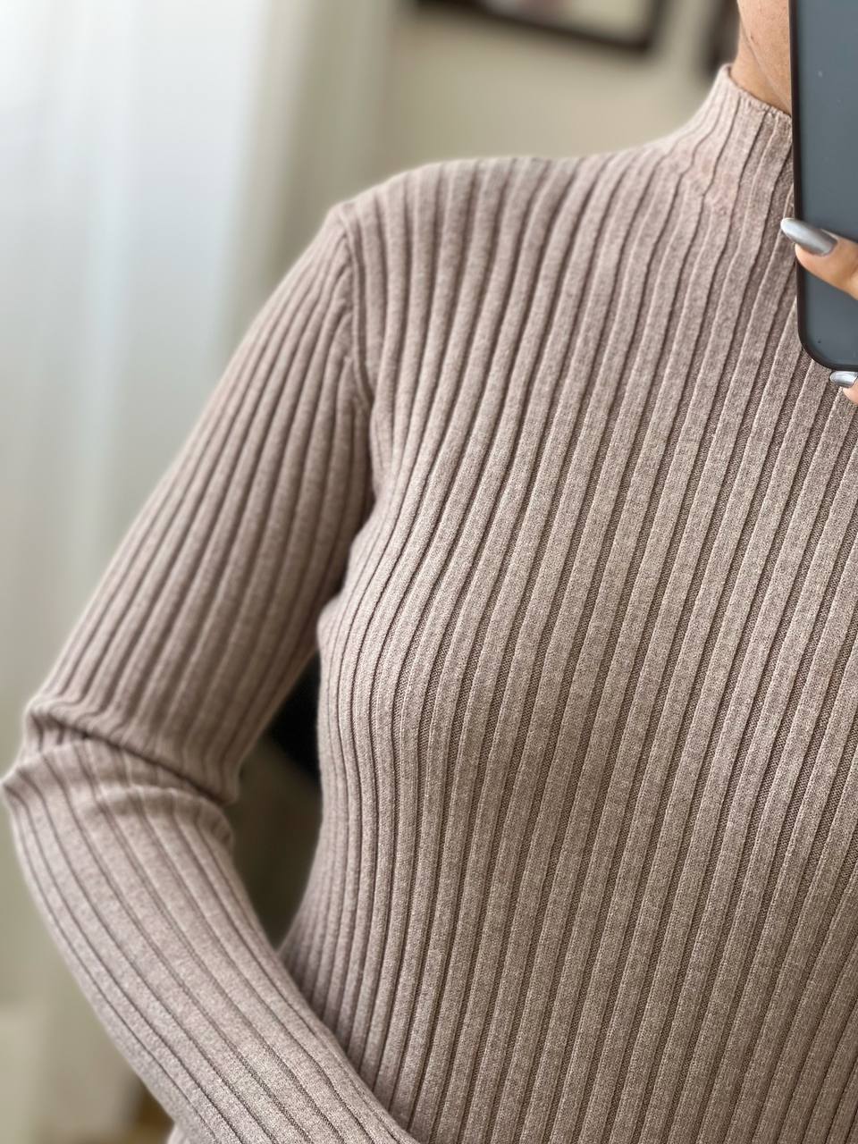 پیراهن بافت بلند یقه ایستاده کد 3140