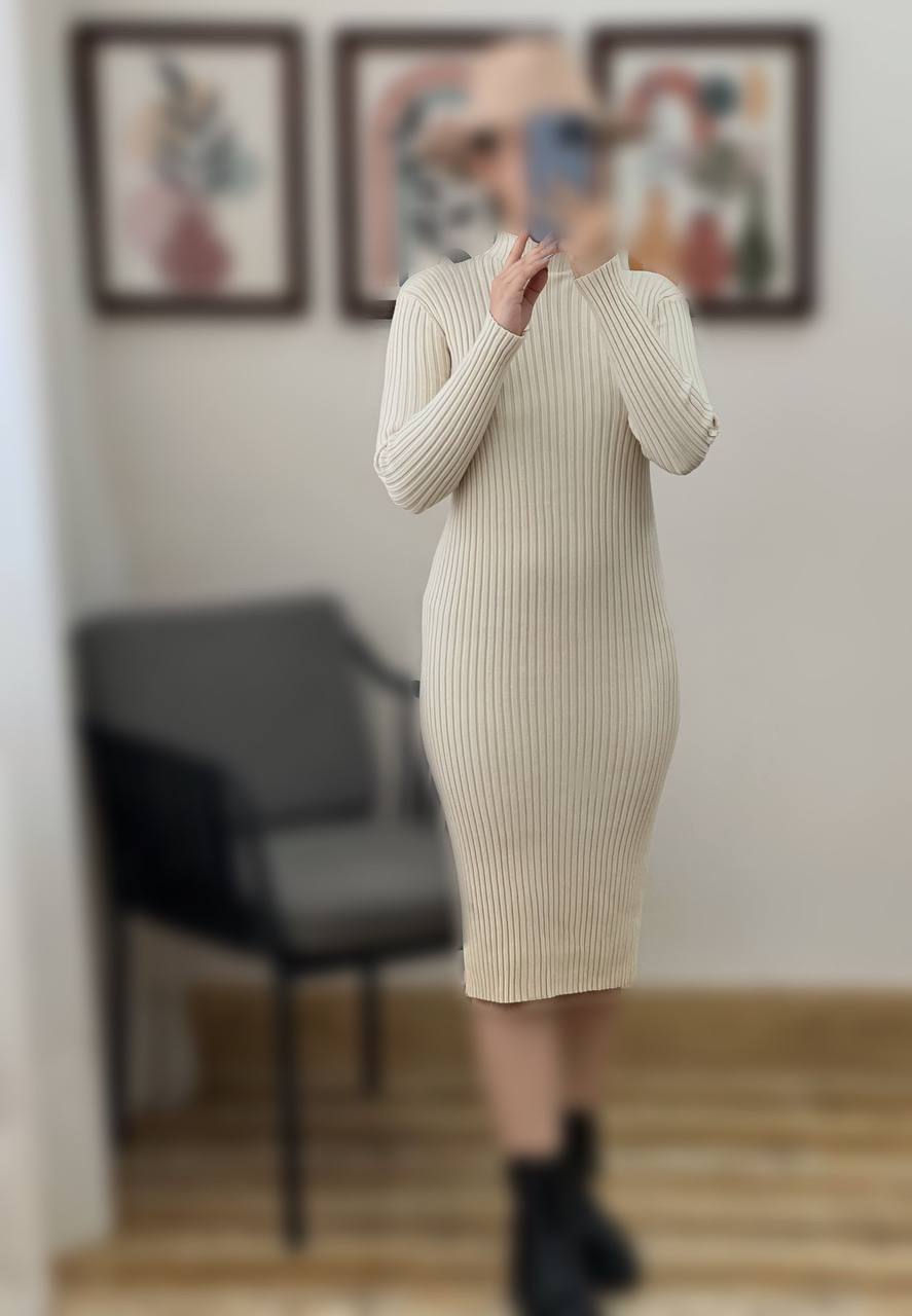 پیراهن بافت بلند یقه ایستاده کد 3140