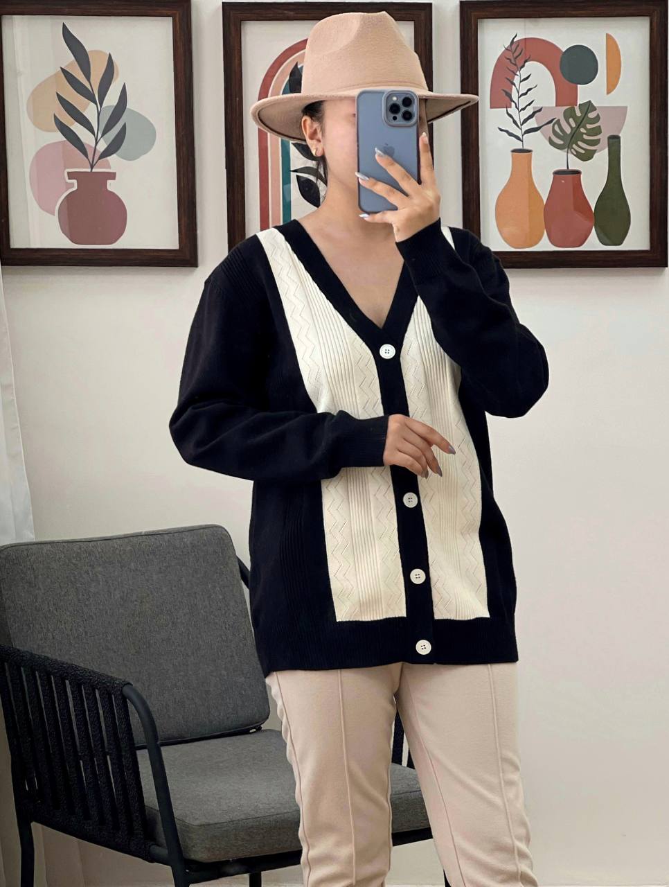 ژاکت بافت جلو دکمه کد 3141