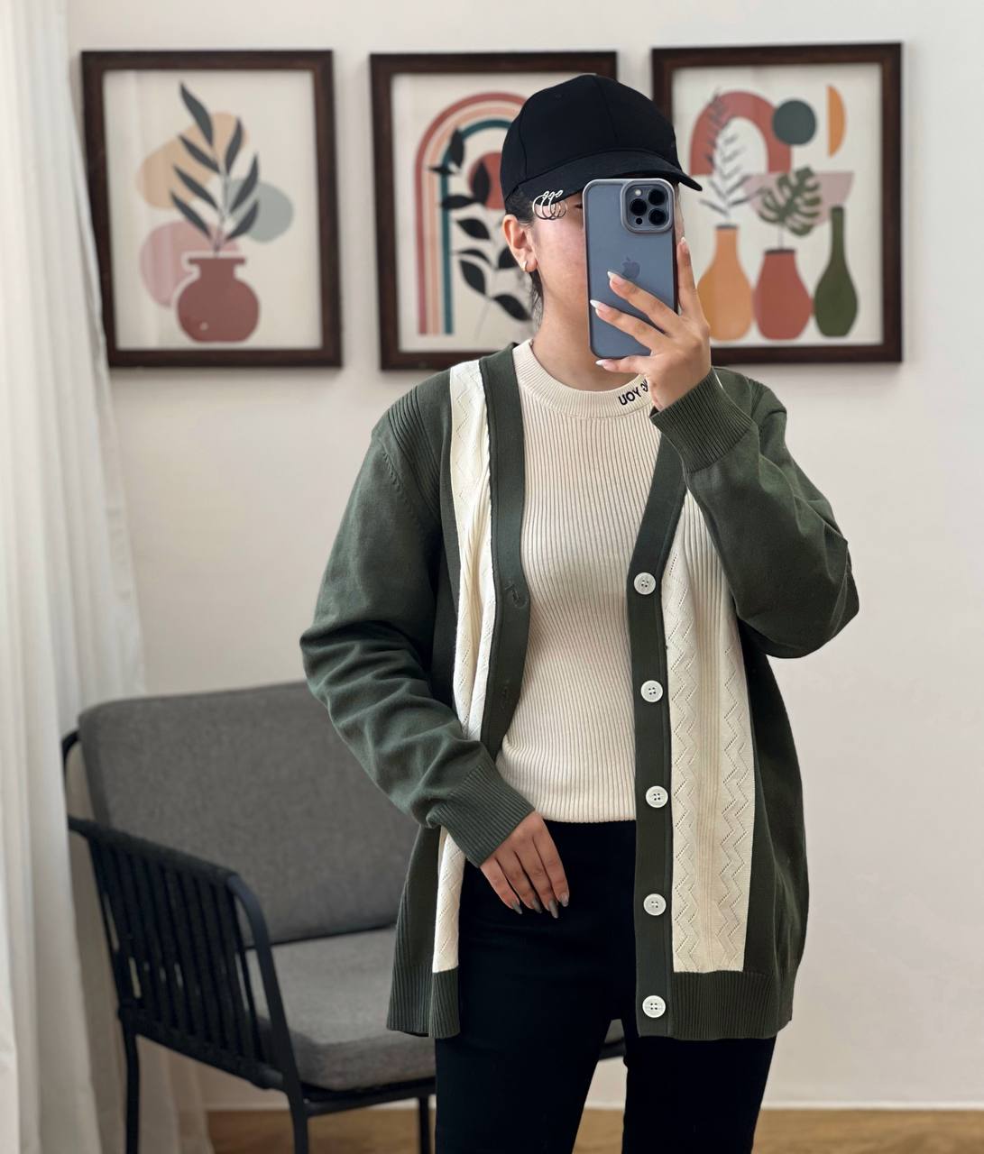 ژاکت بافت جلو دکمه کد 3141