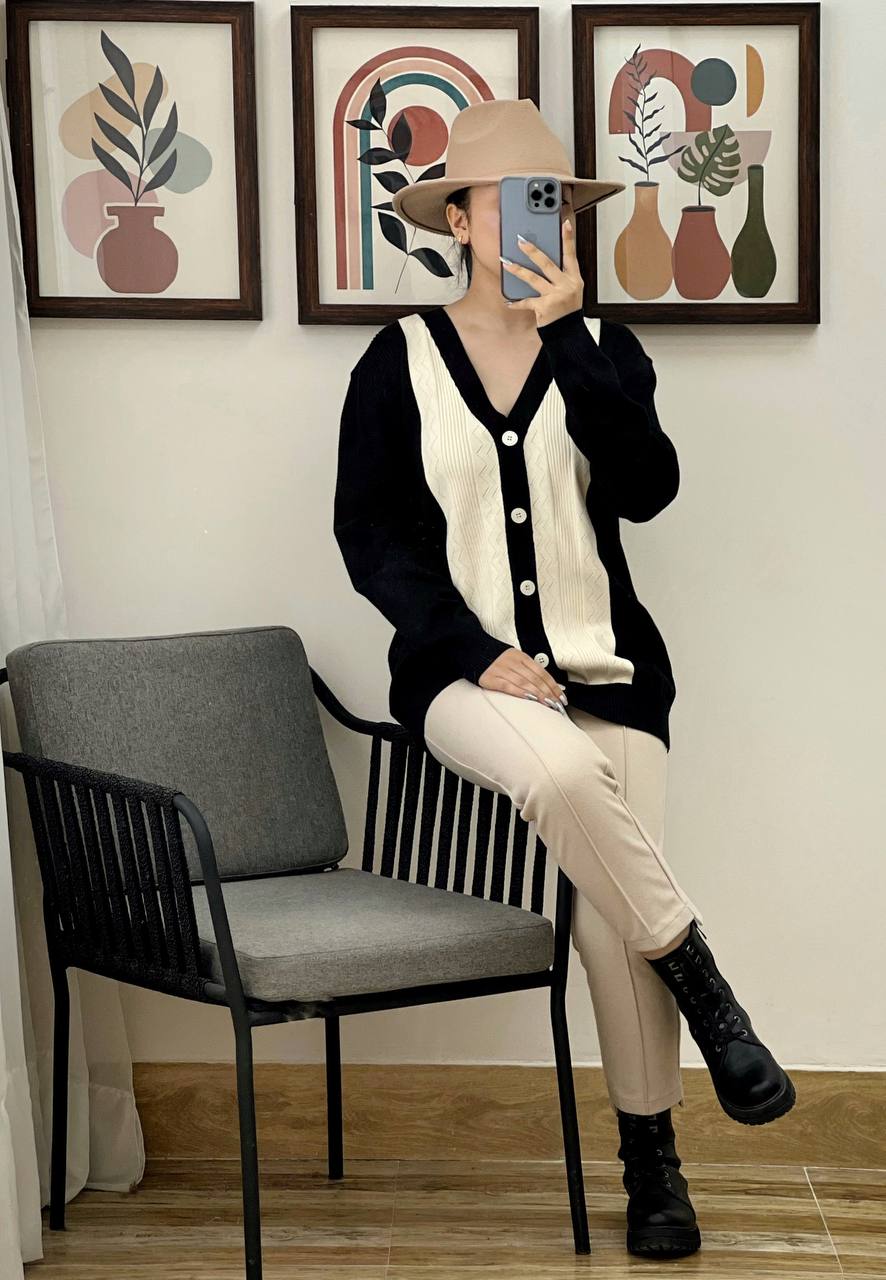 ژاکت بافت جلو دکمه کد 3141