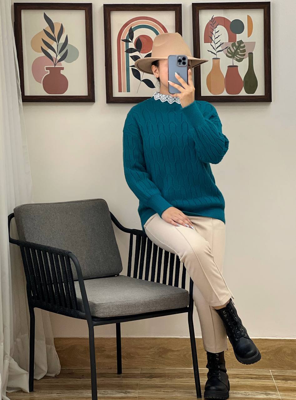 پلیور بافت یقه گیپور کد 3142