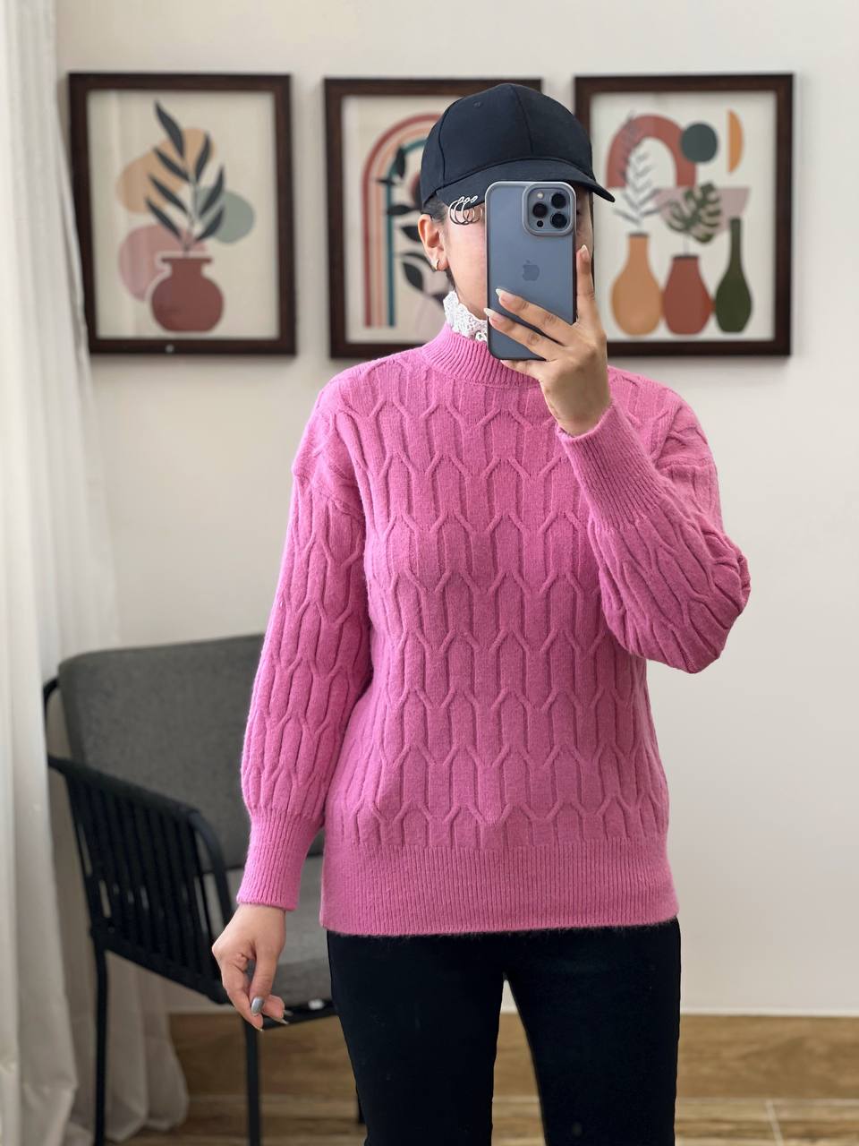 پلیور بافت یقه گیپور کد 3142