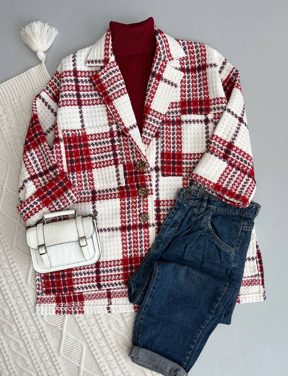 پالتو چهارخونه پشمی کد 3145