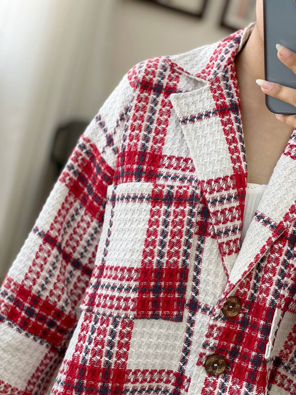 پالتو چهارخونه پشمی کد 3145