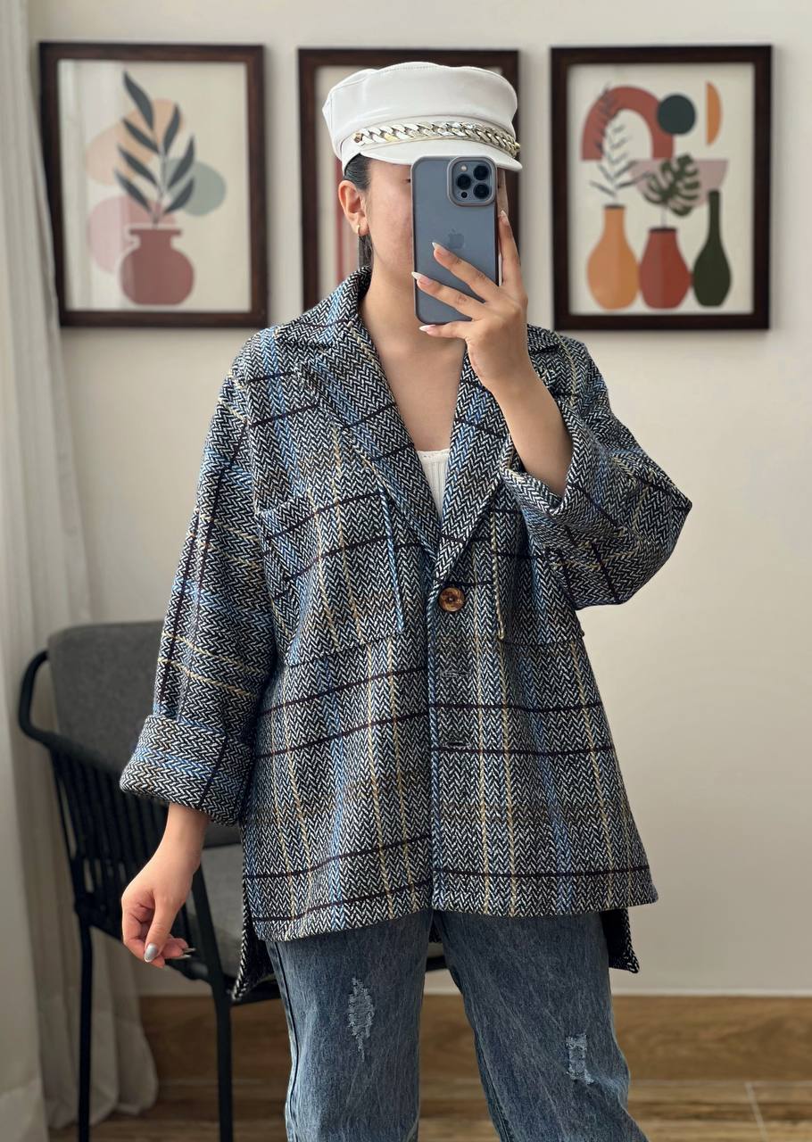 پالتو چهارخونه پشمی کد 3145