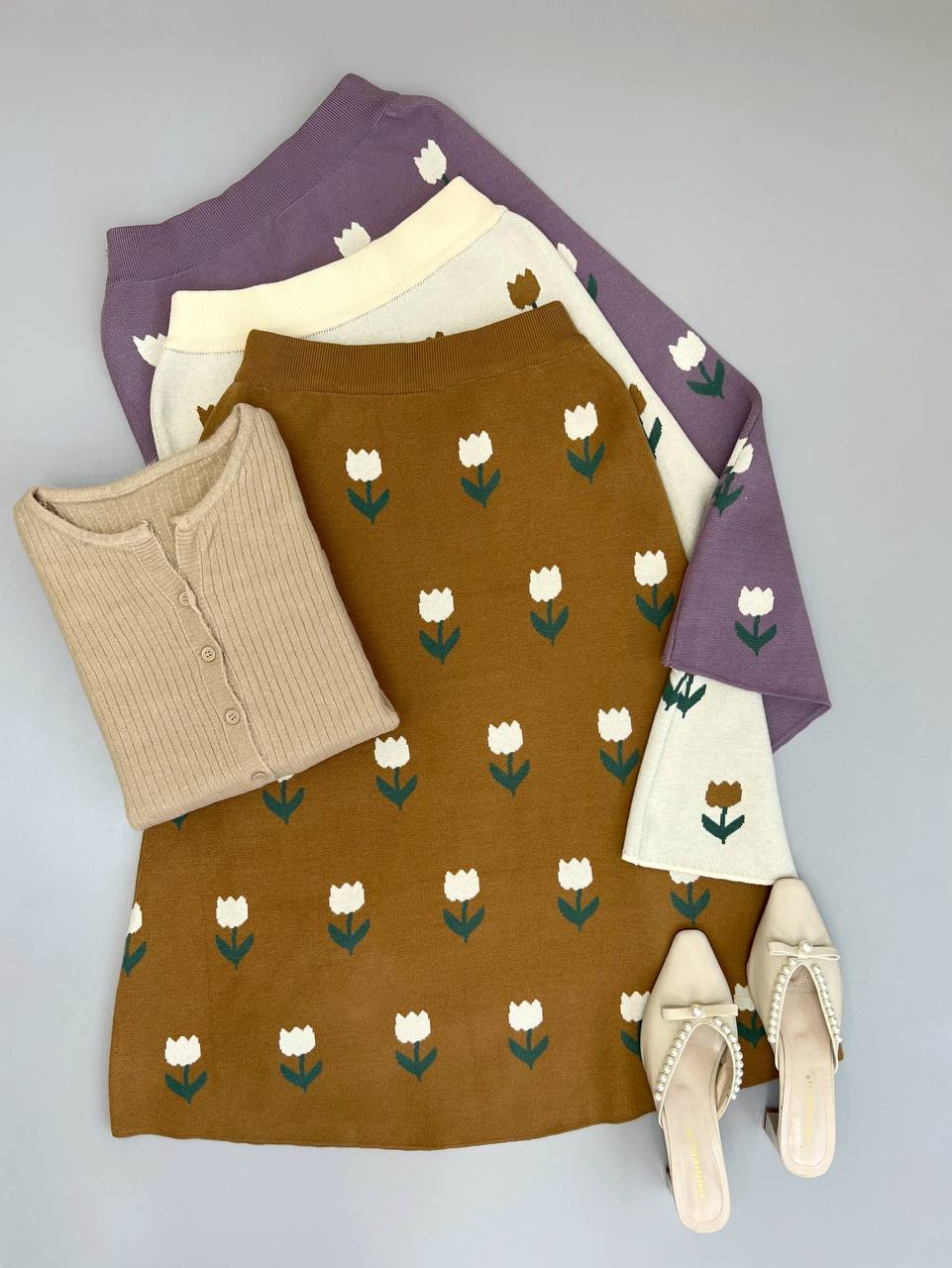 دامن بافت گل لاله کد 3146