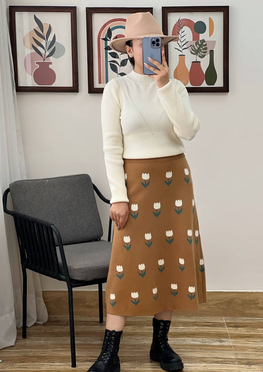 دامن بافت گل لاله کد 3146