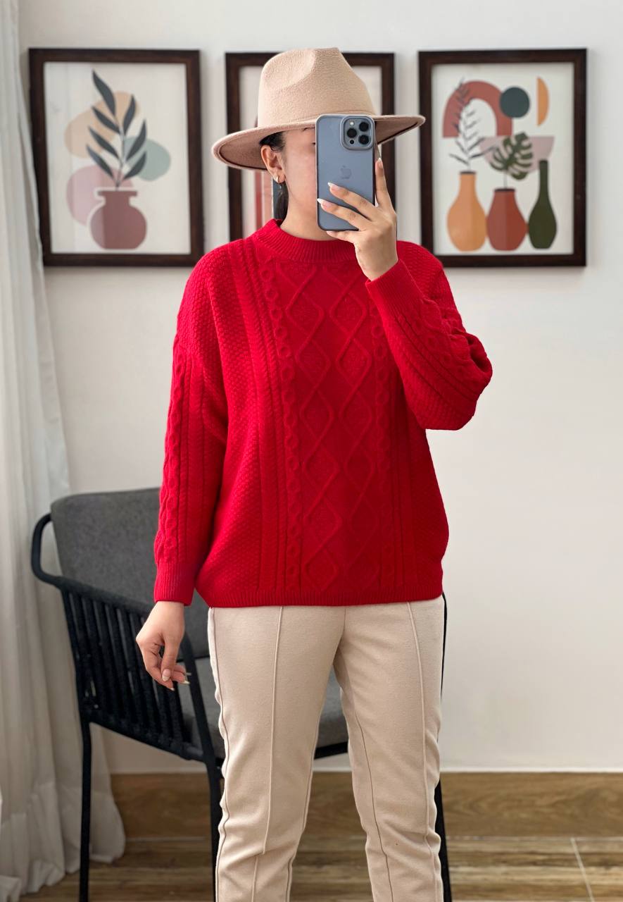 پلیور بافت یقه گردلوزی کد 3148