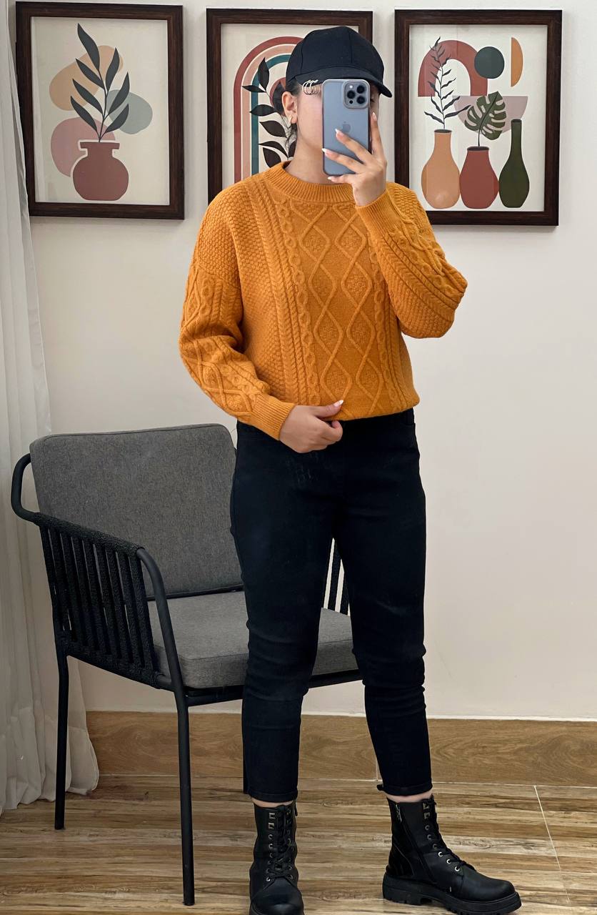 پلیور بافت یقه گردلوزی کد 3148