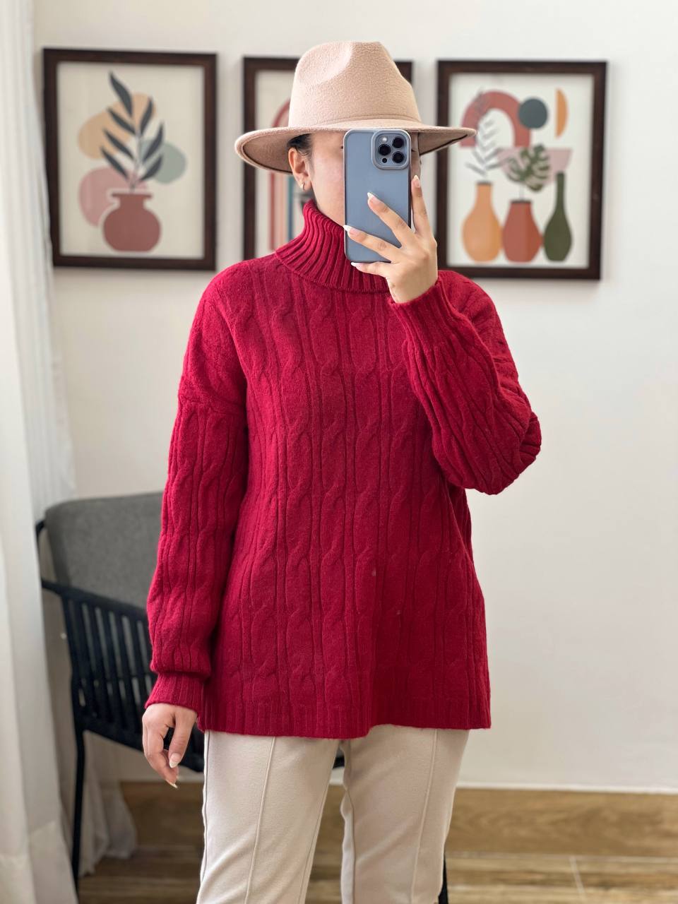 پلیور بافت یقه اسکی زنجیری کد 3151