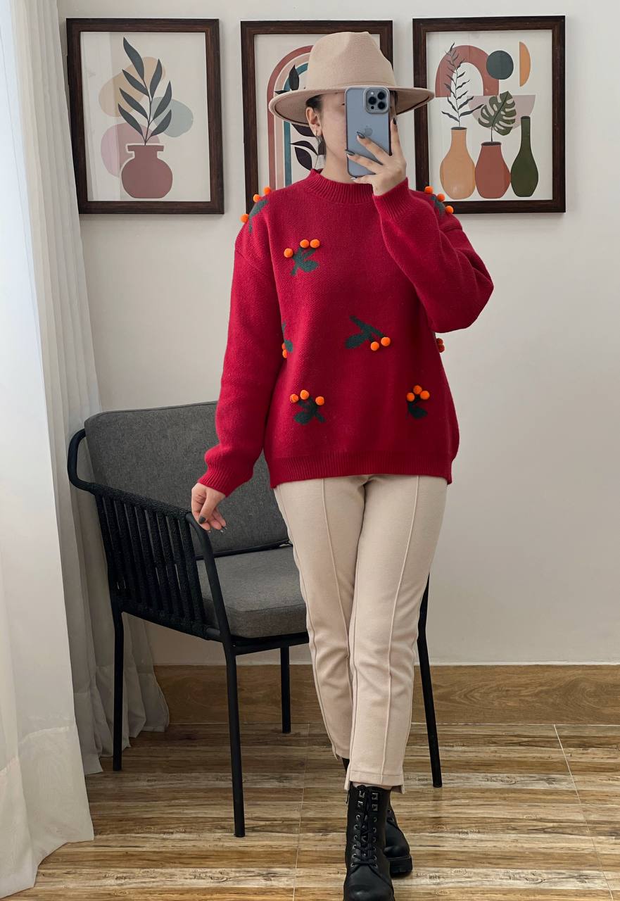 پلیور بافت آلبالو کد 3156