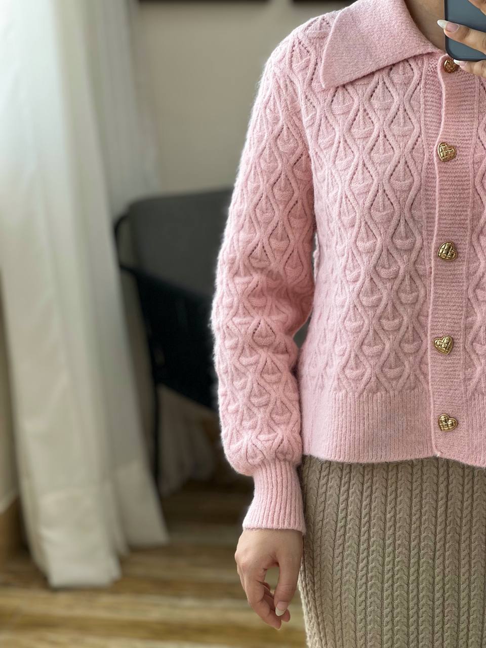 ژاکت بافت جلو دکمه کد 3157