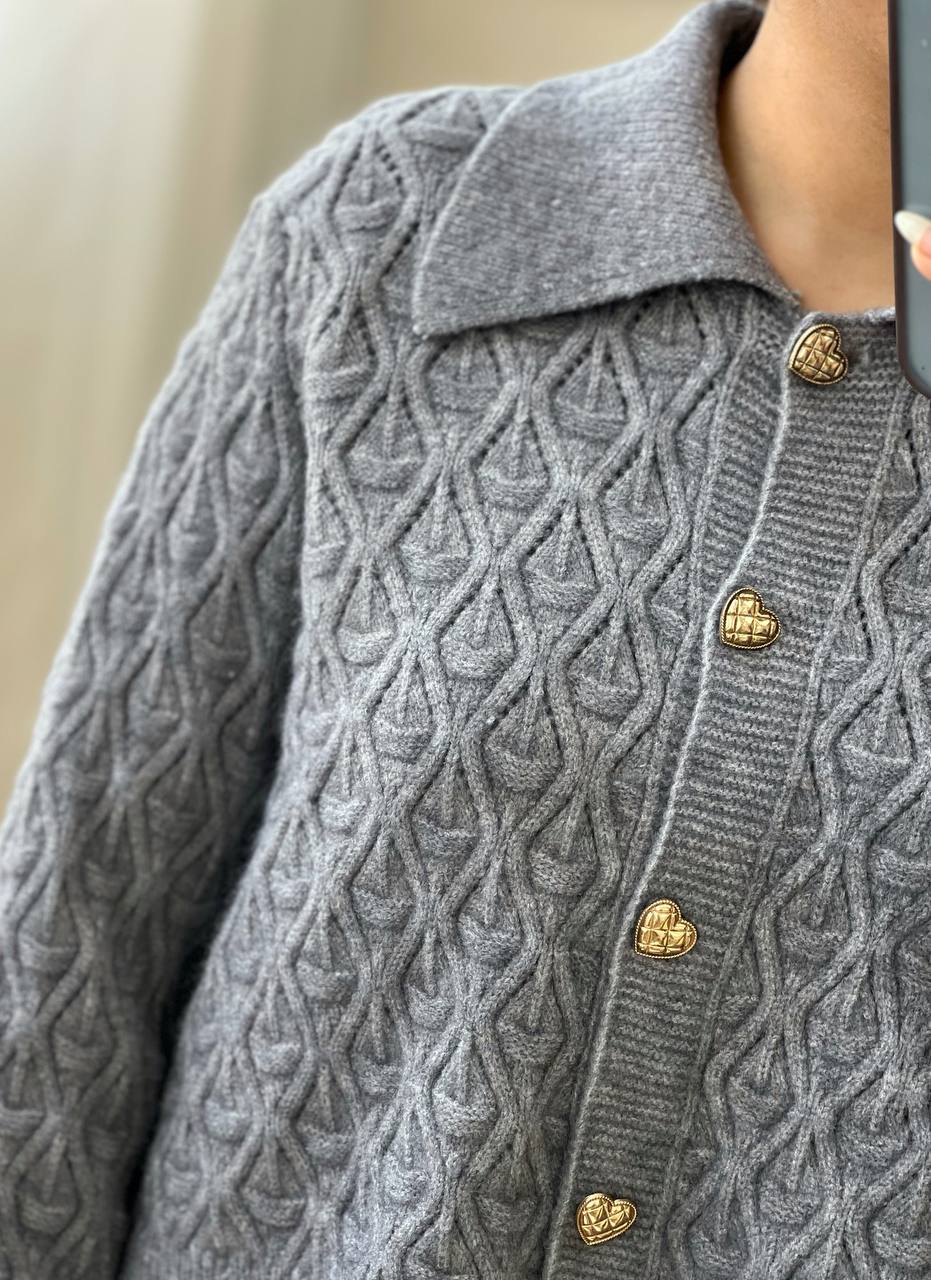 ژاکت بافت جلو دکمه کد 3157