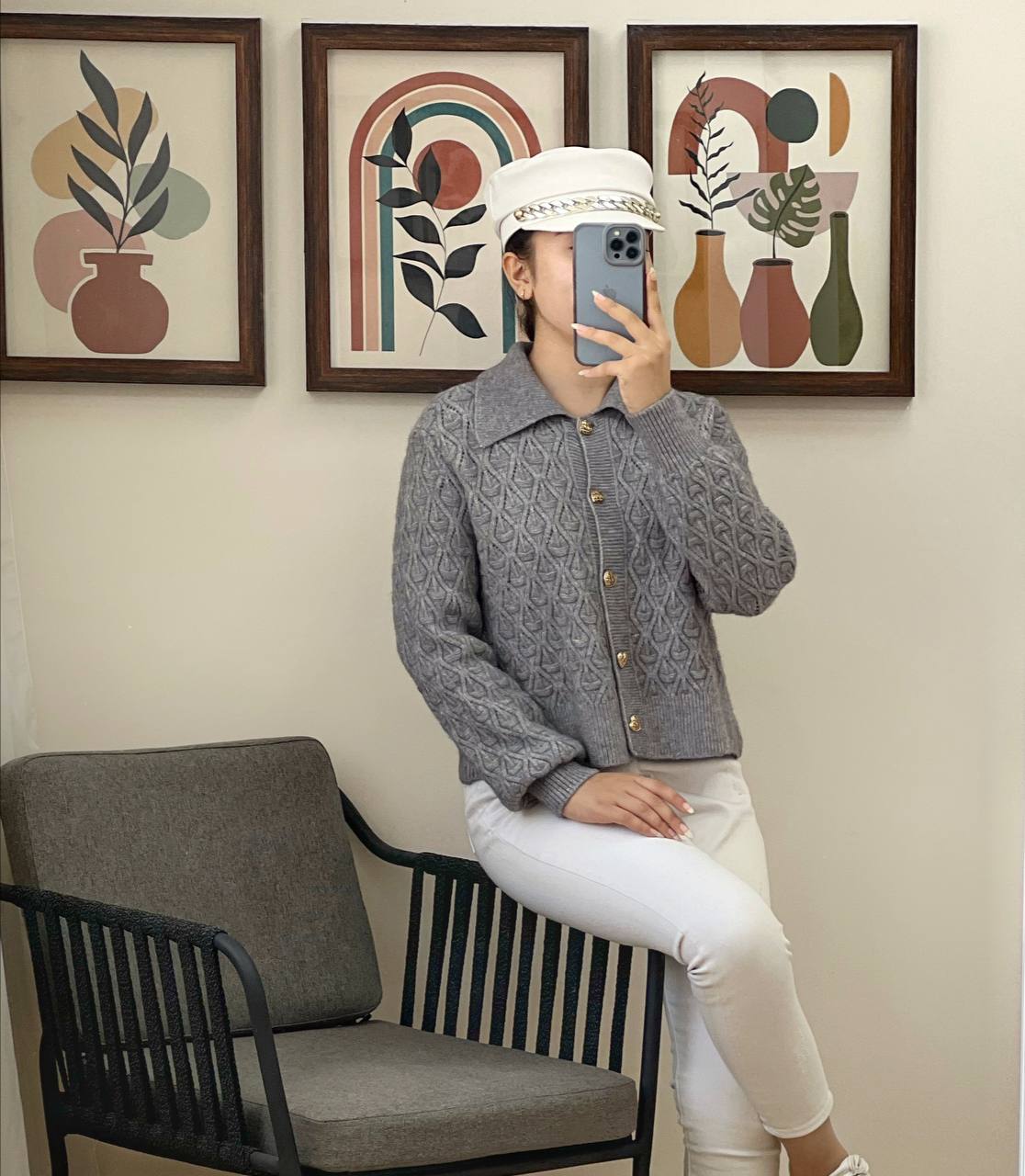 ژاکت بافت جلو دکمه کد 3157