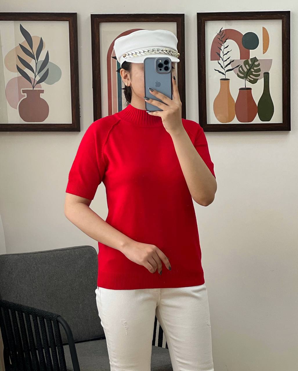 بلوز بافت آستین کوتاه کد 3164