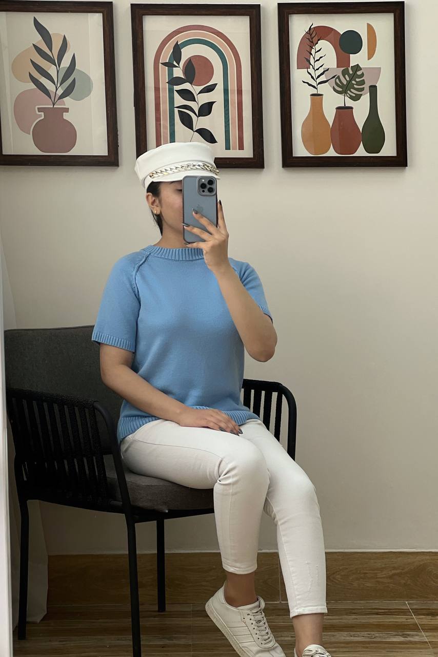 بلوز بافت آستین کوتاه کد 3164