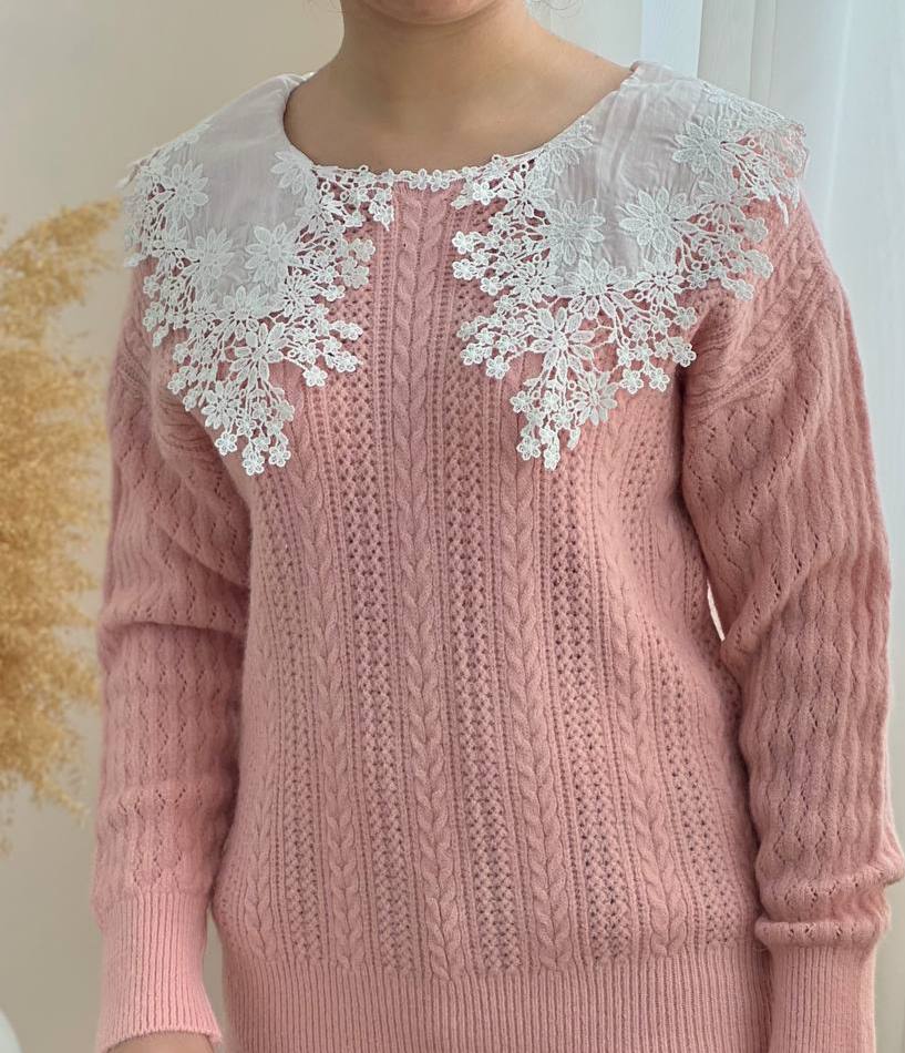 پلیور بافت یقه خامه دوزی کد 3171