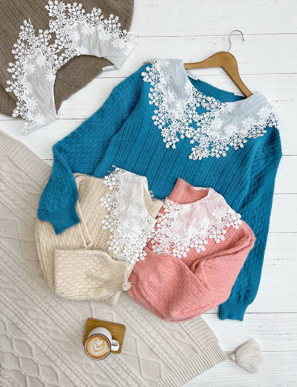 پلیور بافت یقه خامه دوزی کد 3171