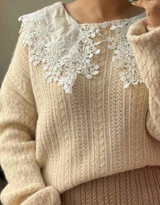 پلیور بافت یقه خامه دوزی کد 3171