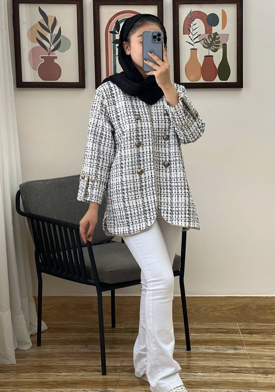 کت شانل بافت لمه دار کد 3172