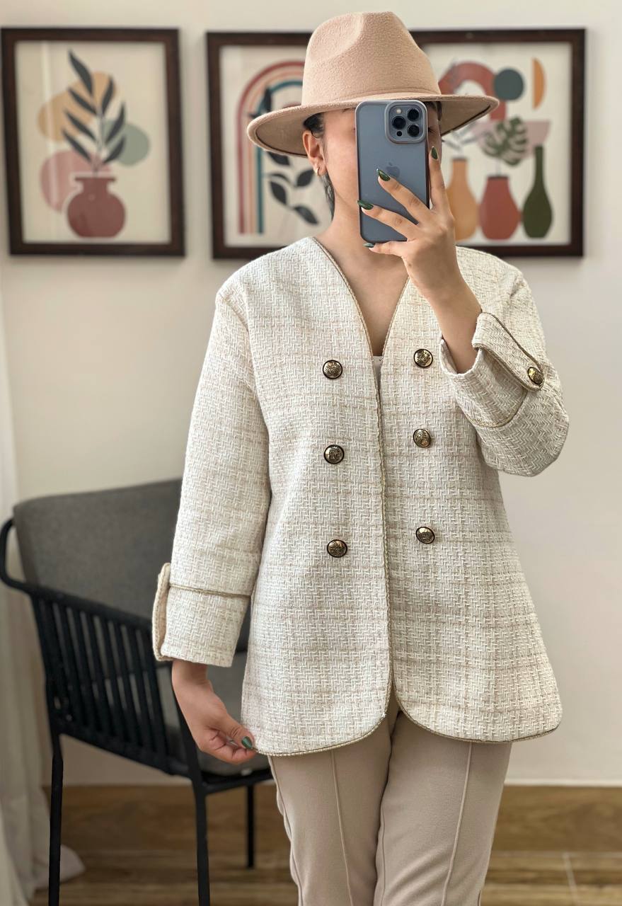 کت شانل بافت لمه دار کد 3172