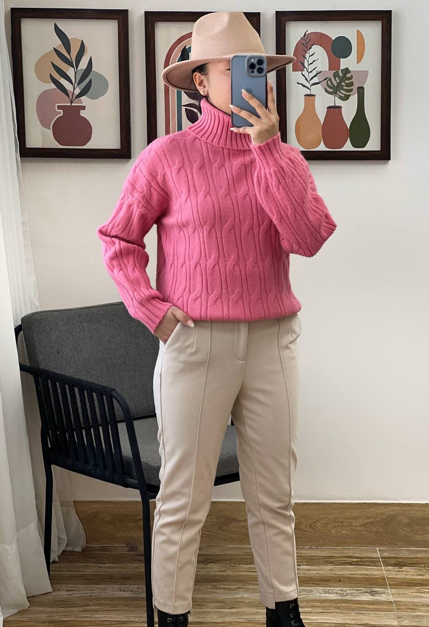 پلیور بافت یقه اسکی زنجیری کد 3176