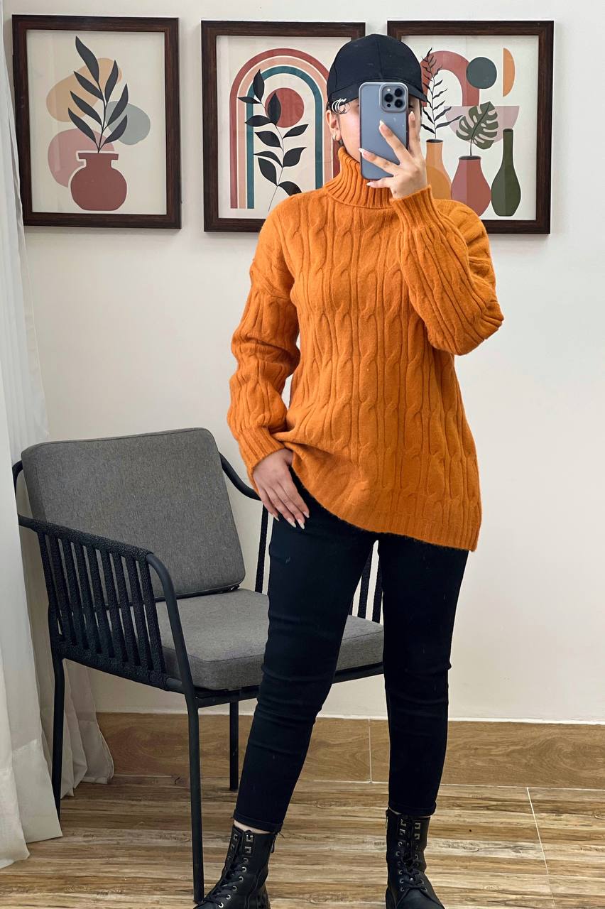 پلیور بافت یقه اسکی زنجیری کد 3176