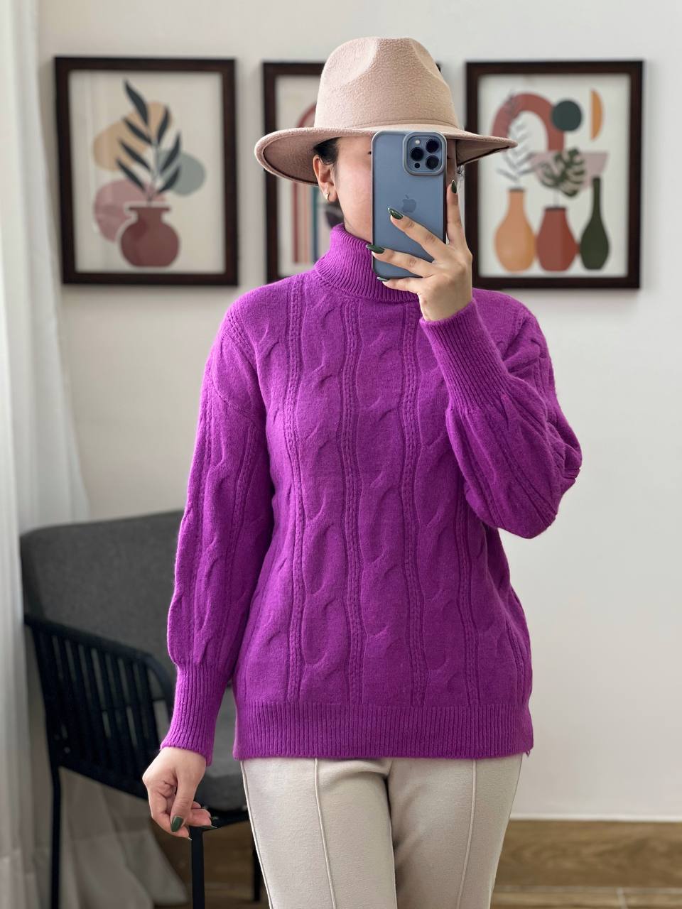 پلیور بافت یقه اسکی کد 3179