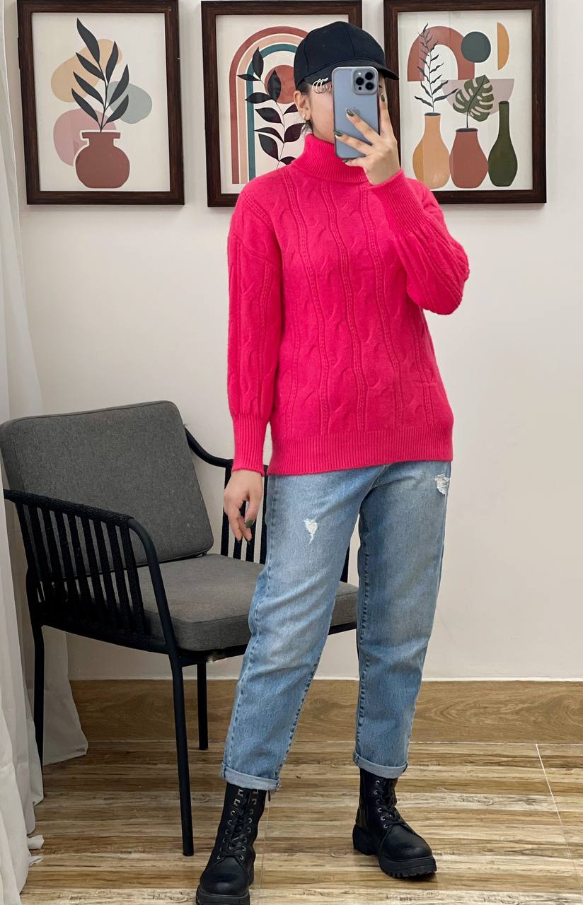 پلیور بافت یقه اسکی کد 3179