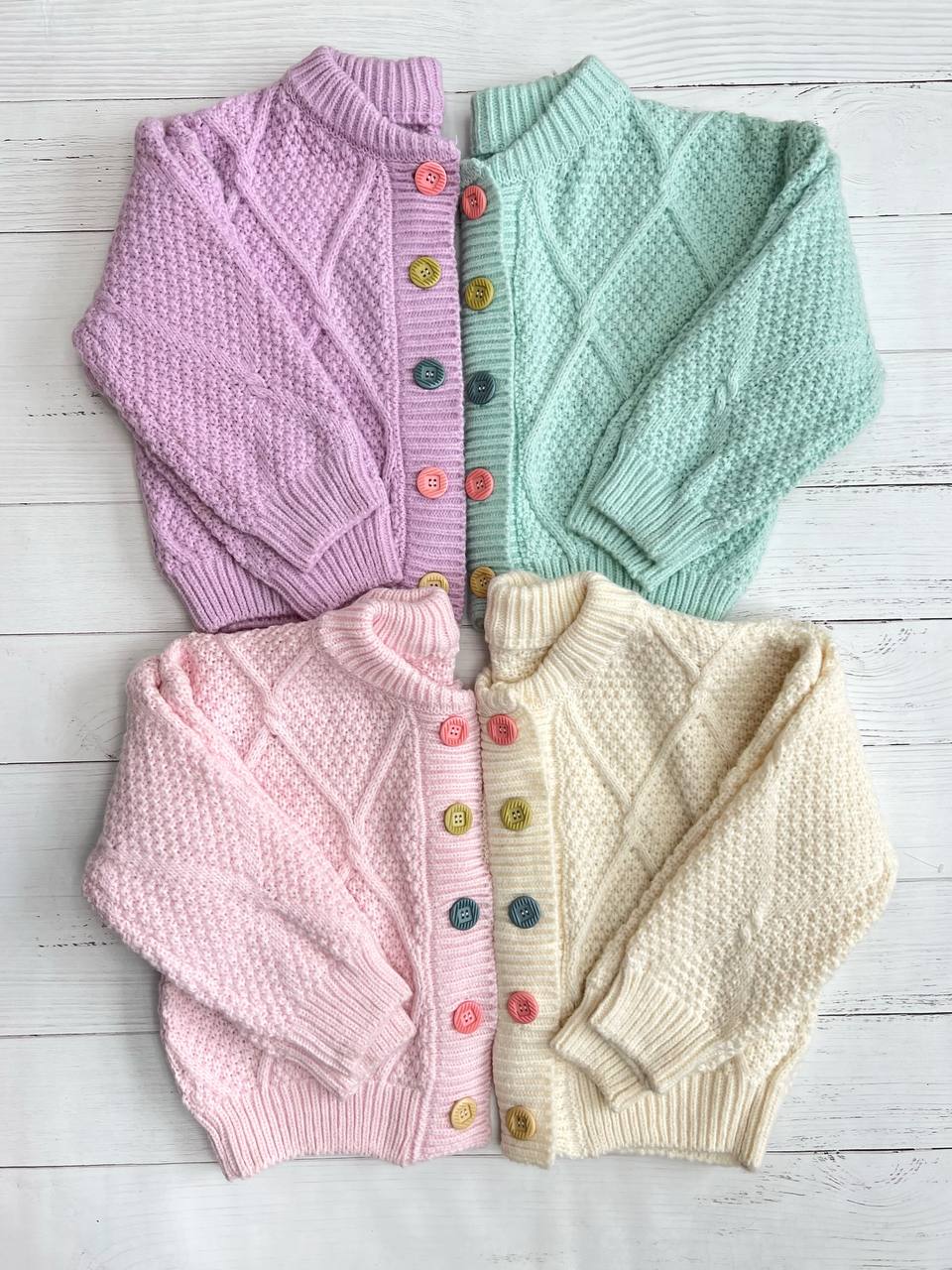 ژاکت بافت پاستیلی دکمه رنگی کد 3181