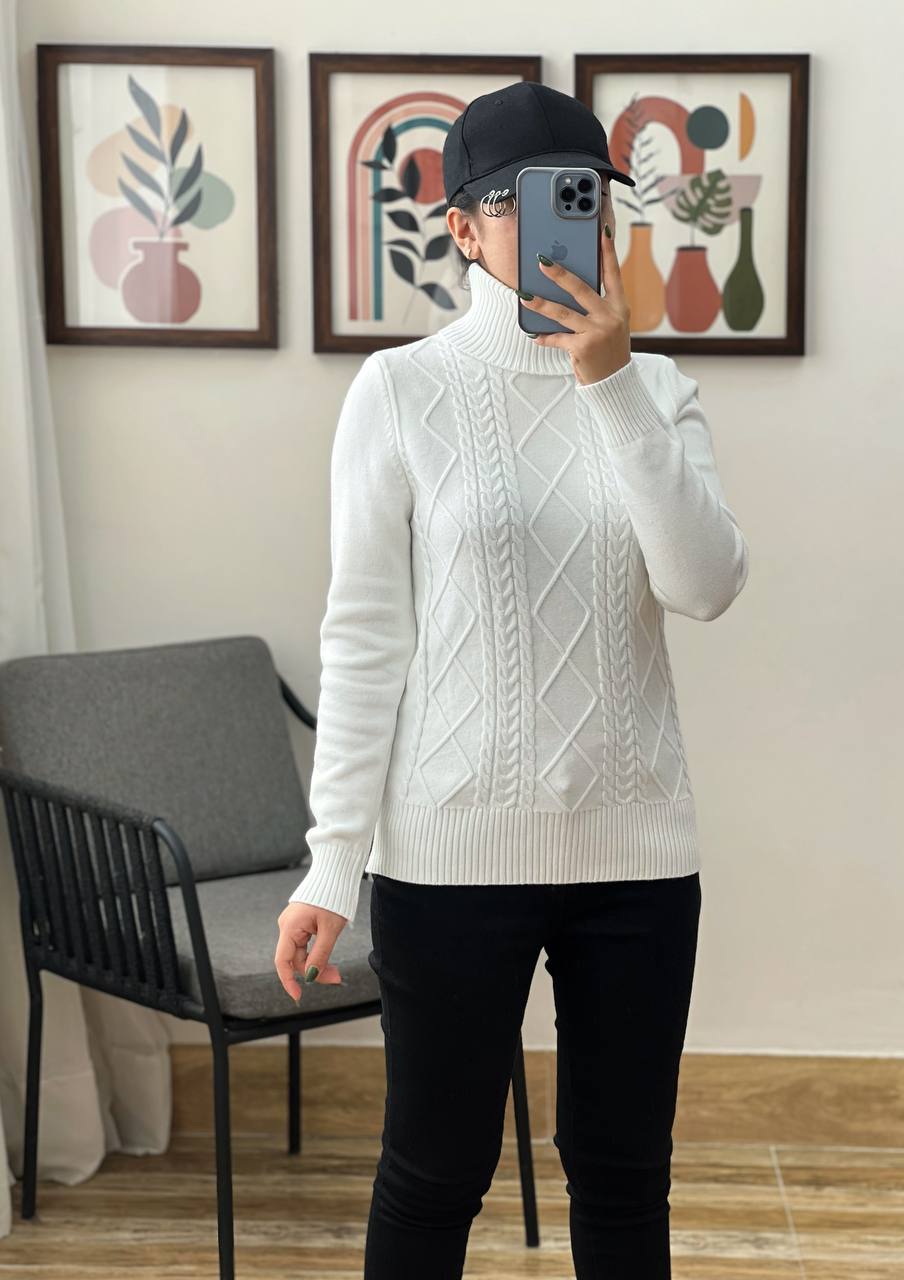 پلیور بافت یقه اسکی لوزی کد 3185