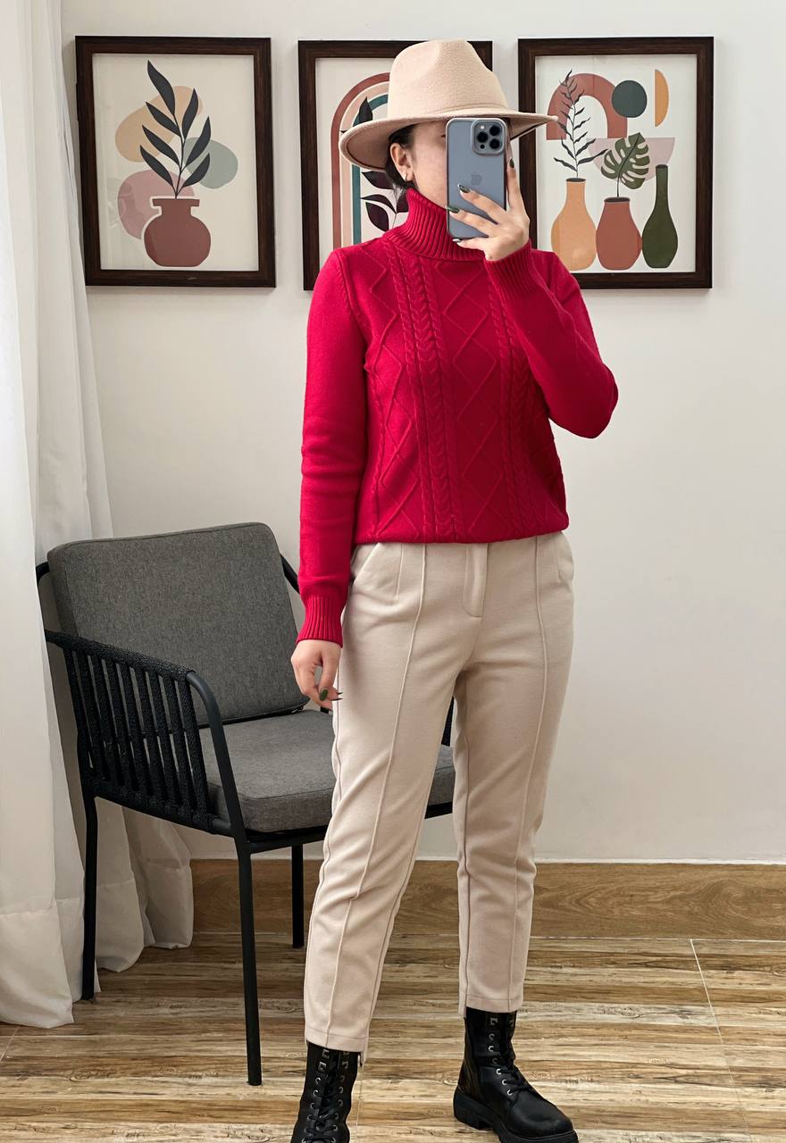 پلیور بافت یقه اسکی لوزی کد 3185