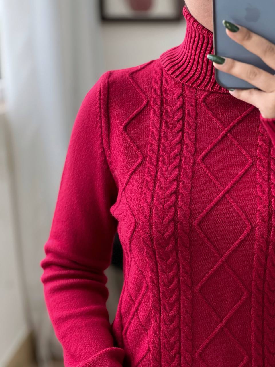 پلیور بافت یقه اسکی لوزی کد 3185