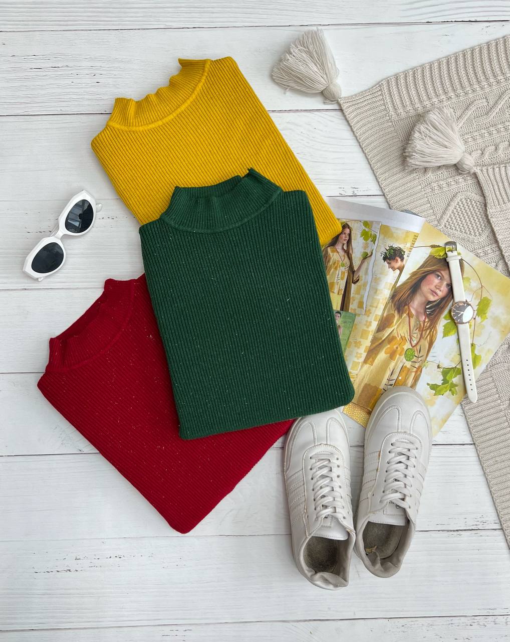 پلیور بافت کبریتی لمه دار کد 3186