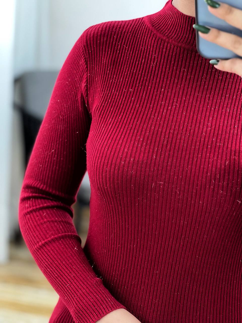 پلیور بافت کبریتی لمه دار کد 3186