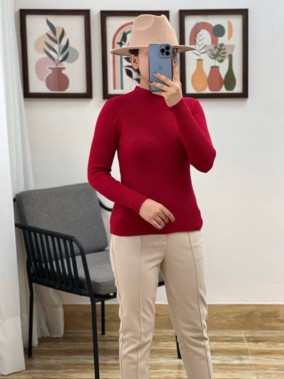 پلیور بافت کبریتی لمه دار کد 3186