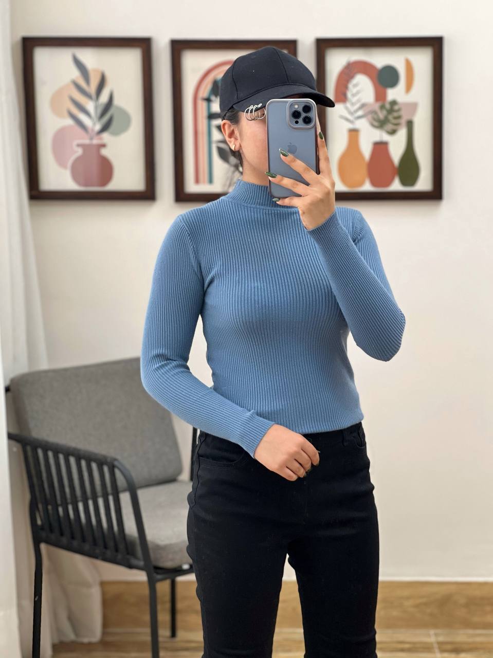 پلیور بافت کبریتی لمه دار کد 3186