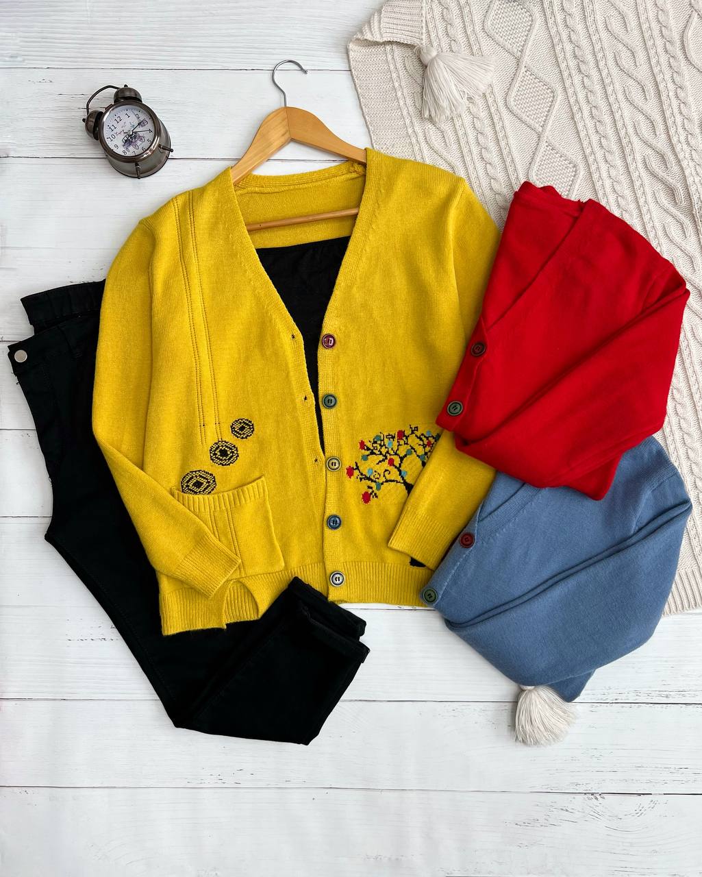 ژاکت بافت دکمه رنگی 2 کد 3187