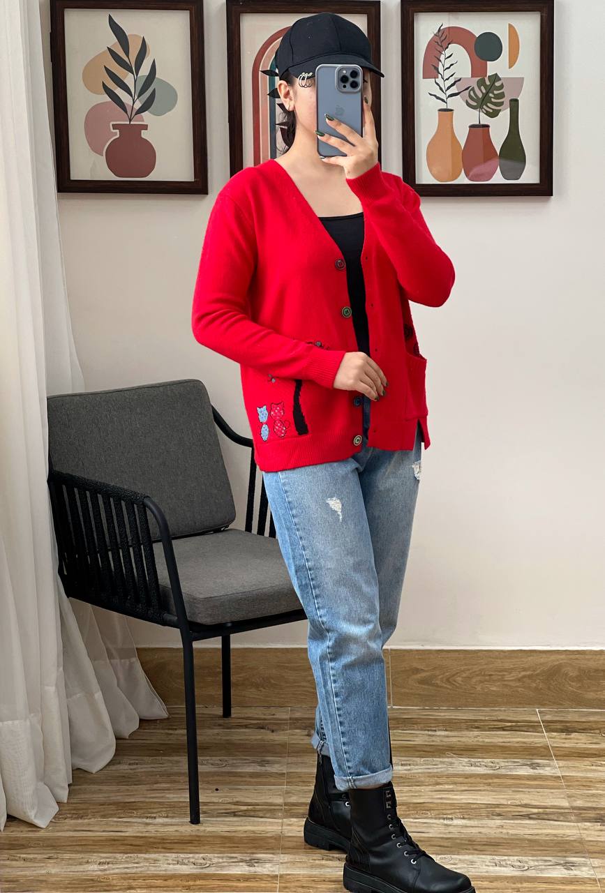 ژاکت بافت دکمه رنگی 2 کد 3187