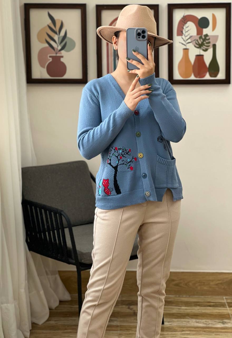 ژاکت بافت دکمه رنگی 2 کد 3187