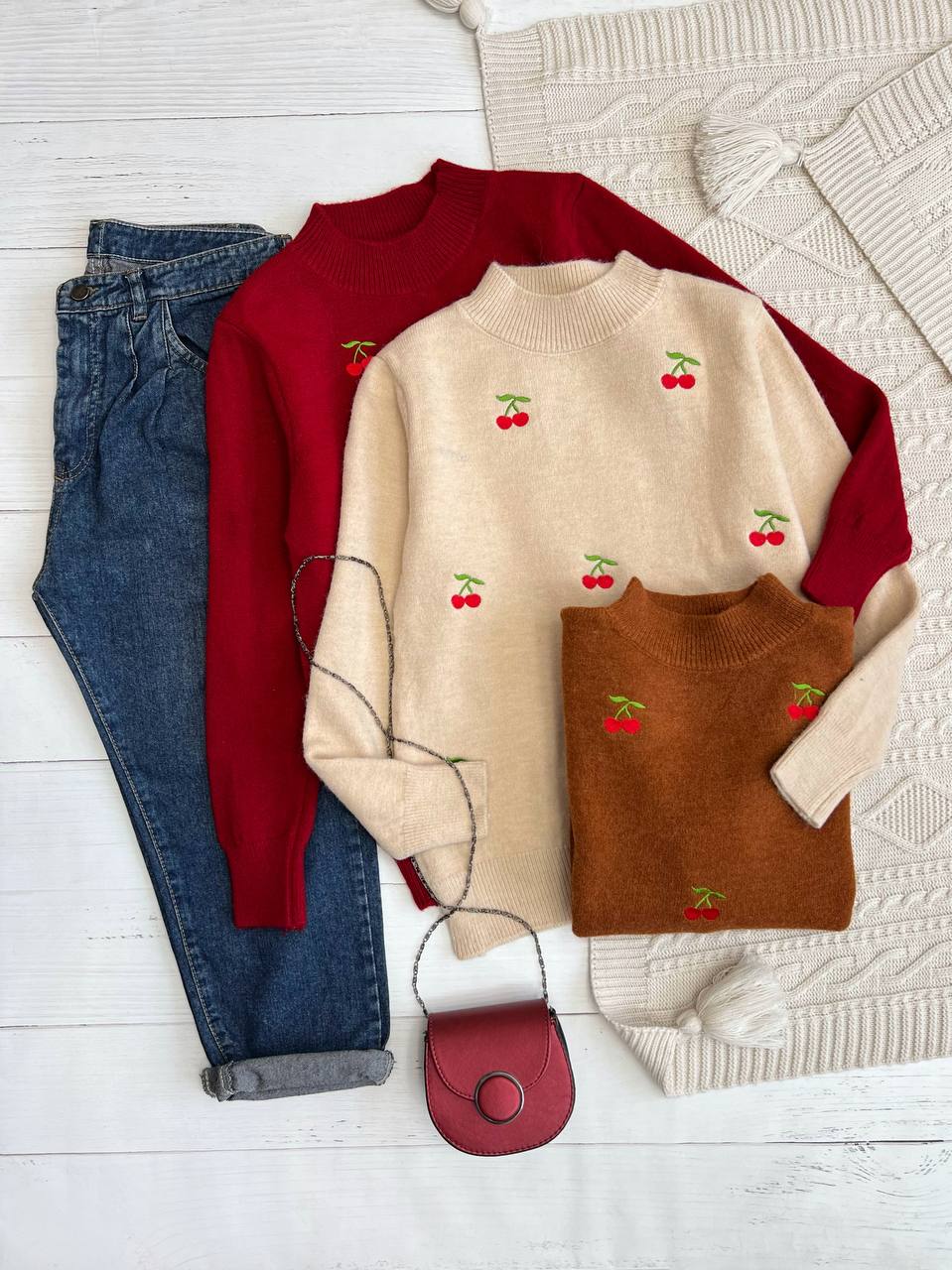 پلیور بافت آلبالو موهر کد 3188