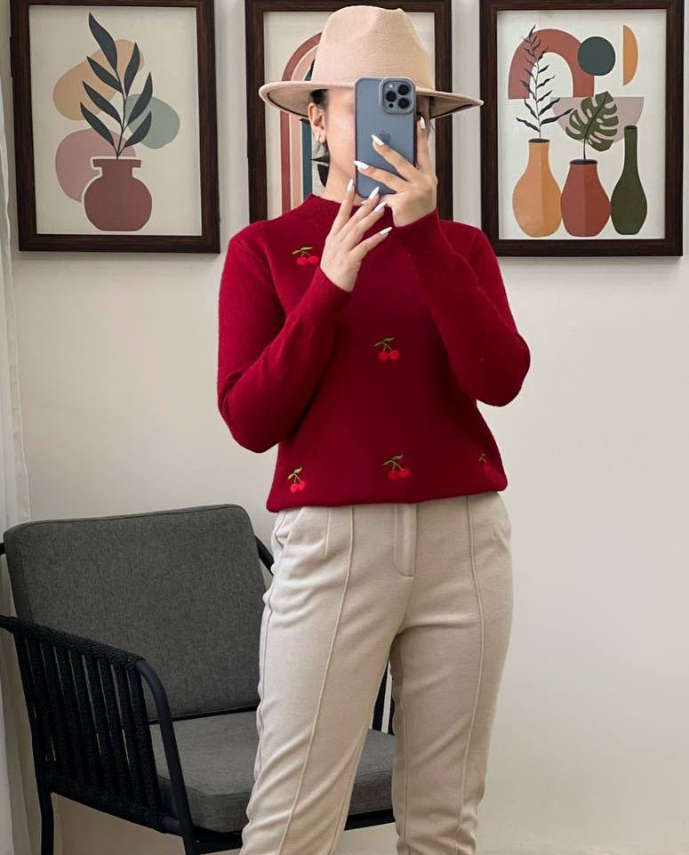 پلیور بافت آلبالو موهر کد 3188