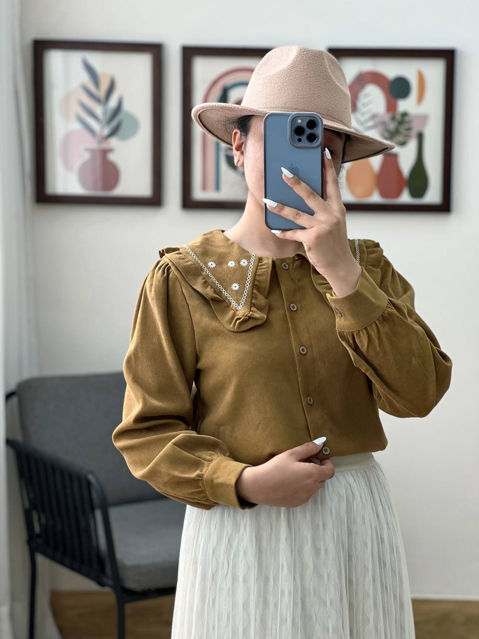 شومیز کبریتی یقه گلدوزی کد 3191