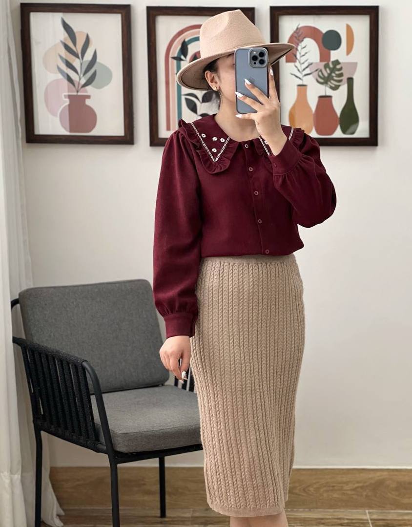 شومیز کبریتی یقه گلدوزی کد 3191