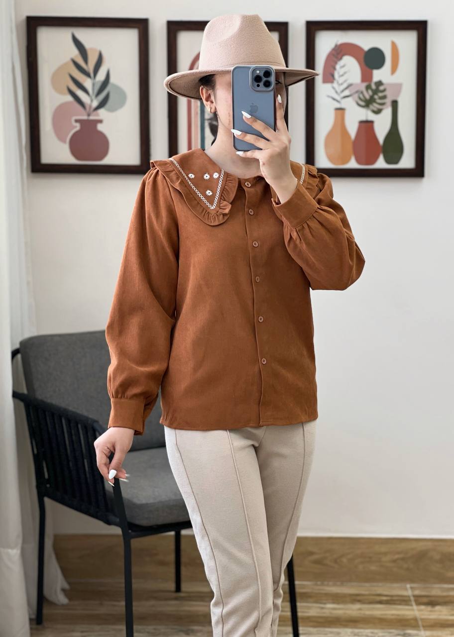 شومیز کبریتی یقه گلدوزی کد 3191