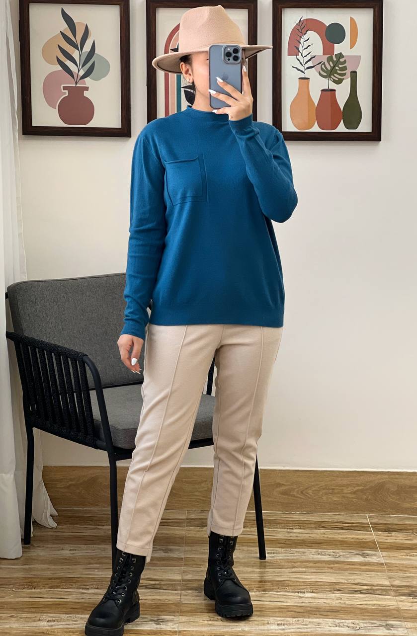 پلیور بافت تک جیب ساده کد 3192